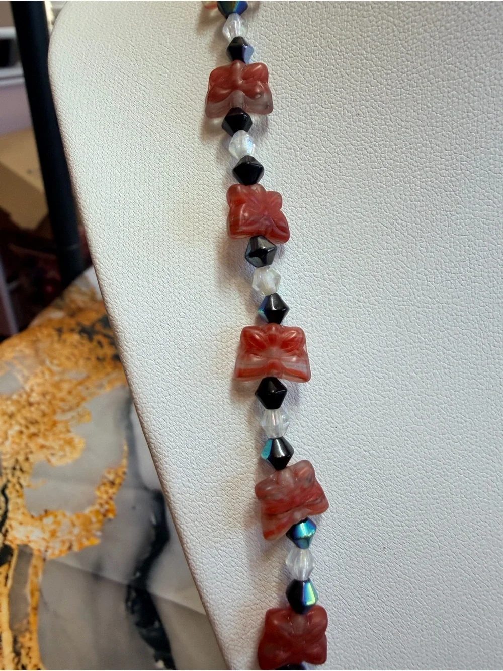 Vintage butterfly beaded necklace